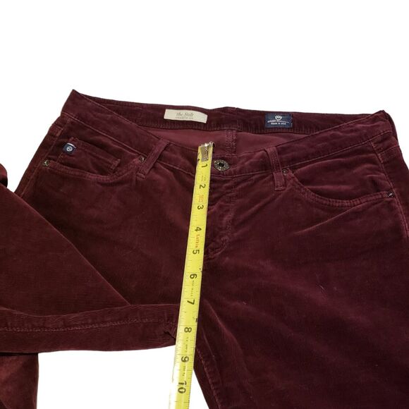 AG Adriano Goldschmied the Stilt Cigarette Leg Skinny Pants 28R Burgundy Stretch - Picture 3 of 11